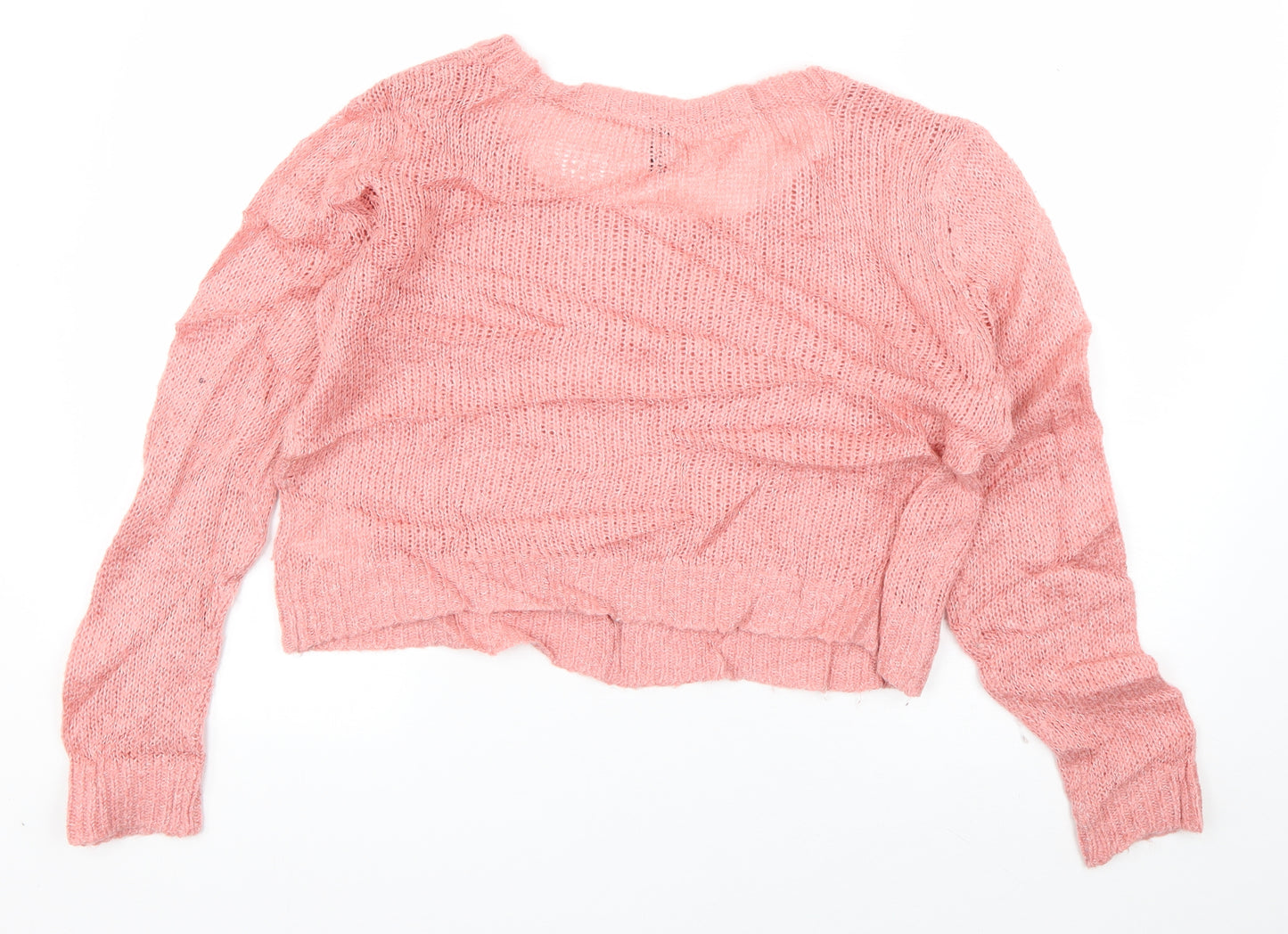 Divided Womens Pink Scoop Neck  Acrylic Pullover Jumper Size 10