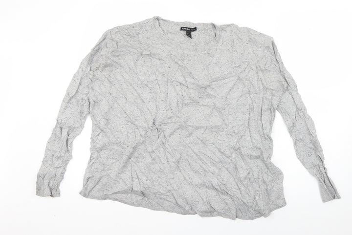 Mango Womens Grey Round Neck Cotton Pullover Jumper Size M