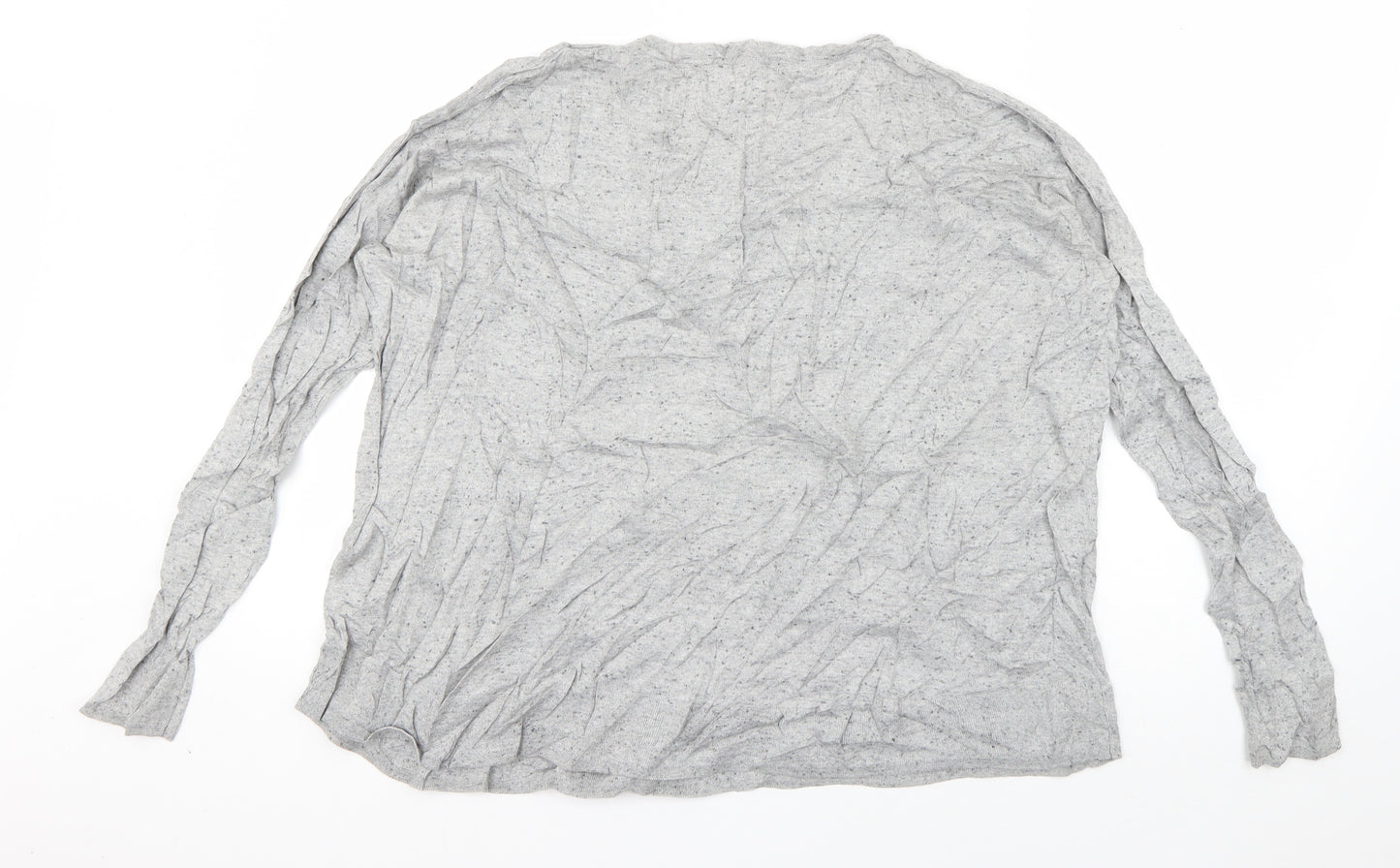 Mango Womens Grey Round Neck  Cotton Pullover Jumper Size M