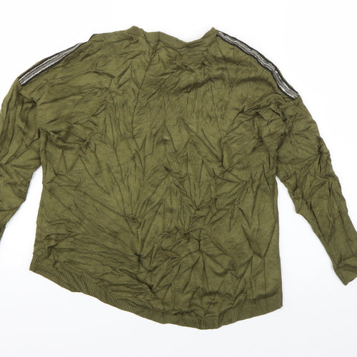 Oasis Womens Green Crew Neck  Viscose Pullover Jumper Size XS