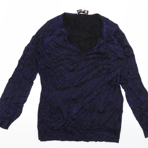 Damsel in a Dress Womens Blue V-Neck  Viscose Pullover Jumper Size M