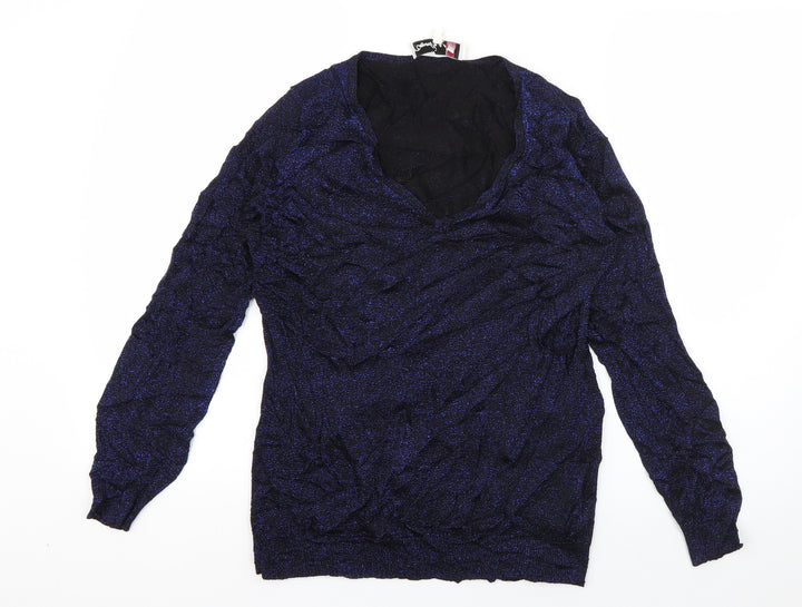 Damsel in a Dress Womens Blue V-Neck  Viscose Pullover Jumper Size M