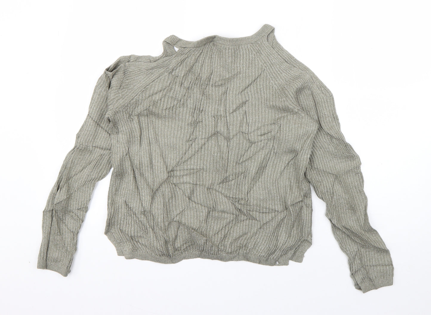 Garage Womens Green High Neck  Acrylic Pullover Jumper Size S   - cut out shoulder