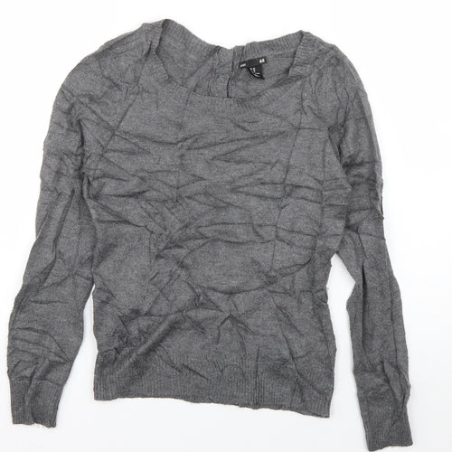 H&M Womens Grey Boat Neck  Polyamide Pullover Jumper Size XS