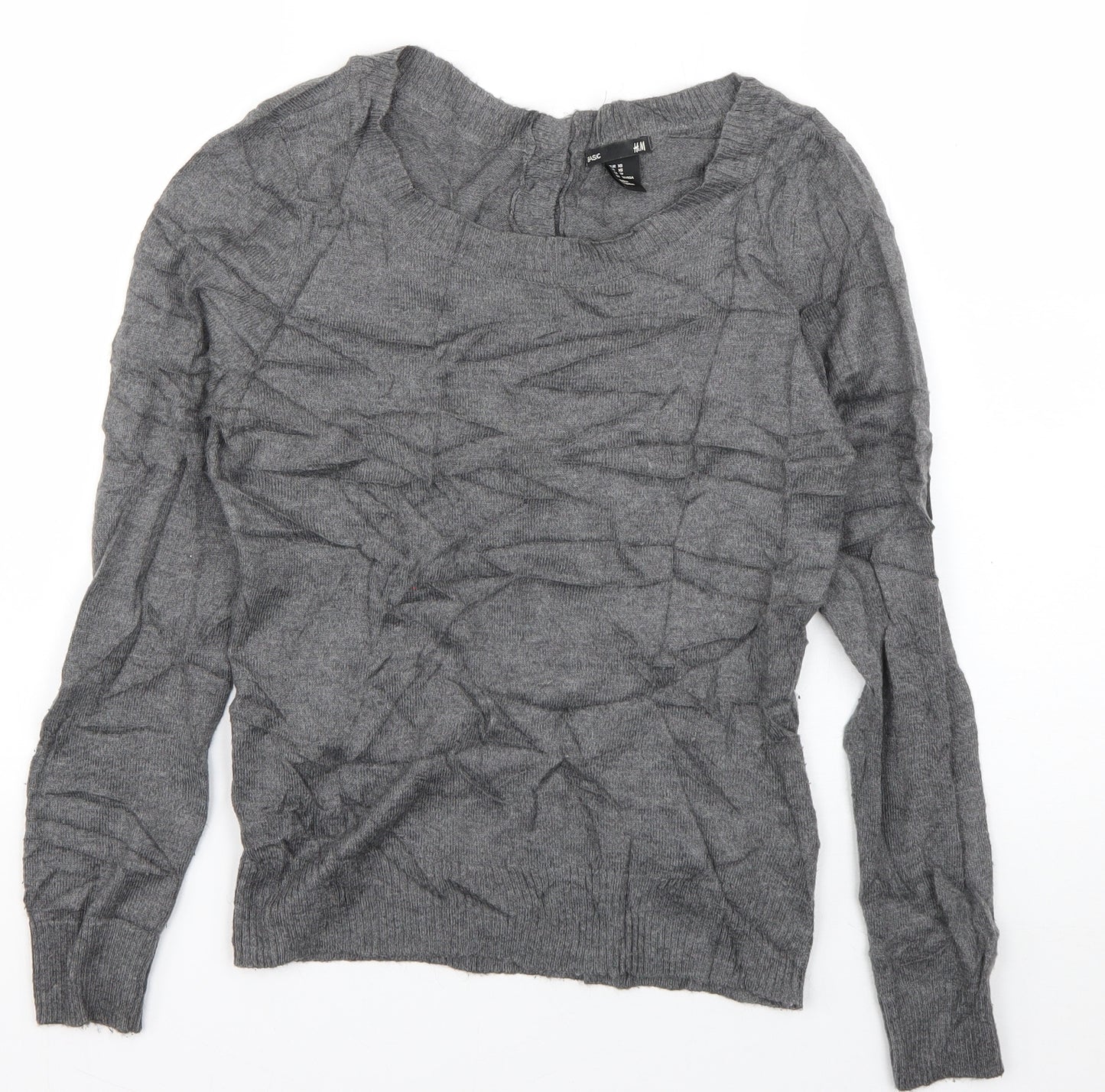 H&M Womens Grey Boat Neck  Polyamide Pullover Jumper Size XS