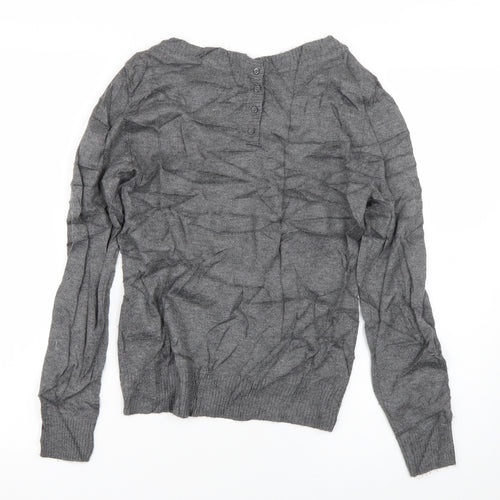 H&M Womens Grey Boat Neck  Polyamide Pullover Jumper Size XS