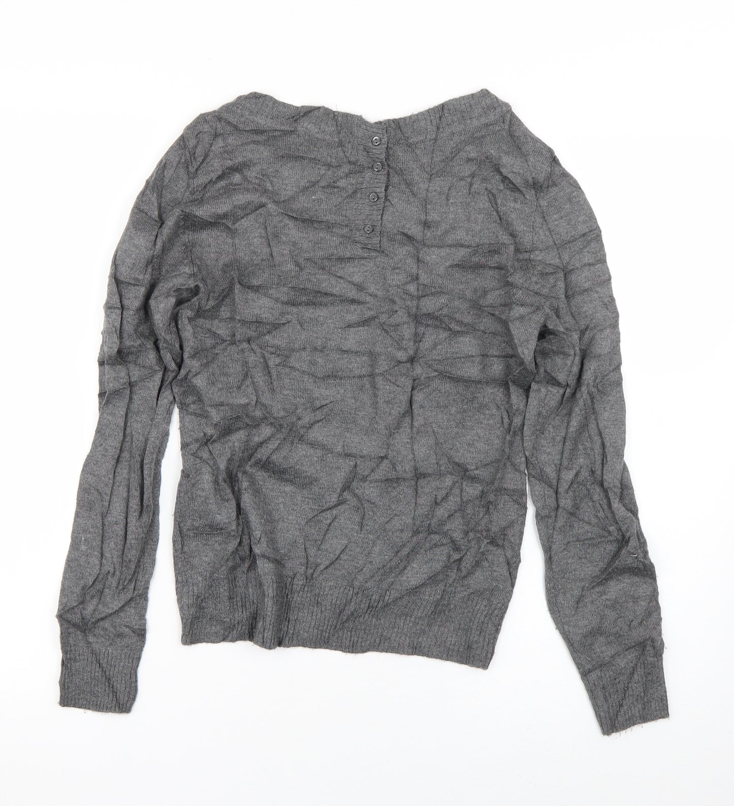 H&M Womens Grey Boat Neck  Polyamide Pullover Jumper Size XS
