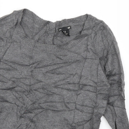 H&M Womens Grey Boat Neck  Polyamide Pullover Jumper Size XS