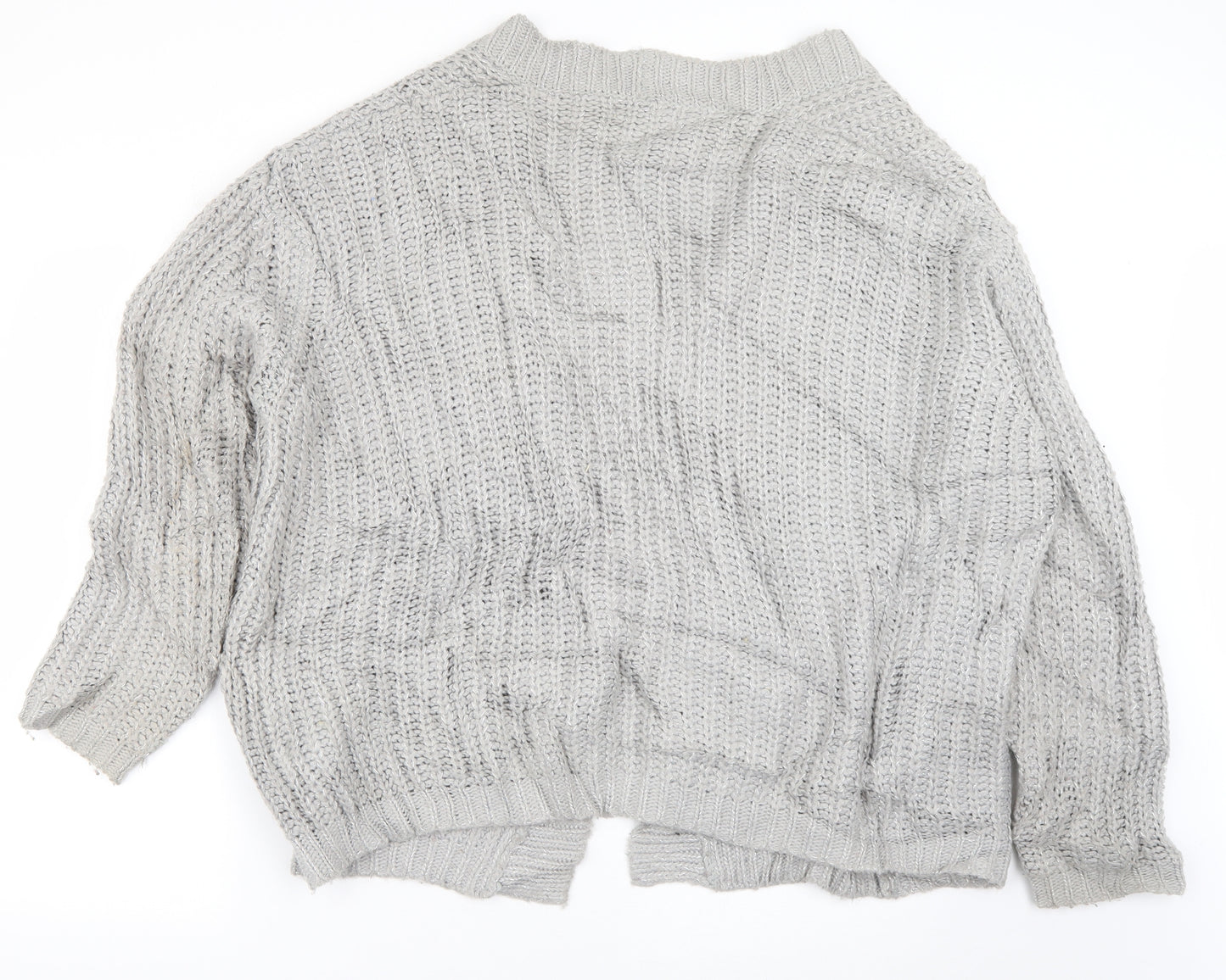 Millennium Womens Grey V-Neck  Acrylic Pullover Jumper One Size