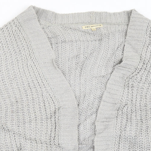 Millennium Womens Grey V-Neck  Acrylic Pullover Jumper One Size