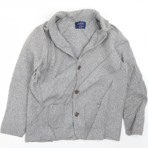 Charles Tyrwhitt Mens Grey Collared  Wool Cardigan Jumper Size XL