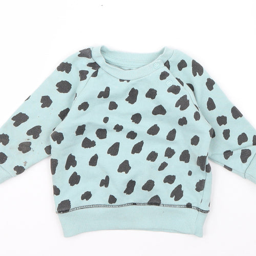 Primark Girls Blue Geometric Cotton Pullover Jumper Size 3-6 Months  Pullover
