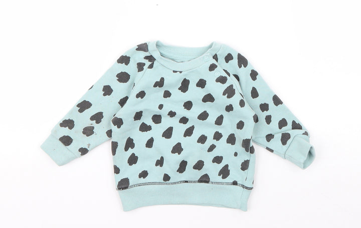 Primark Girls Blue Geometric Cotton Pullover Jumper Size 3-6 Months Pullover