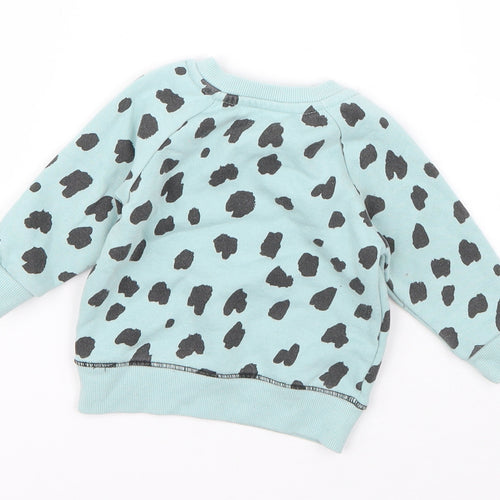 Primark Girls Blue Geometric Cotton Pullover Jumper Size 3-6 Months  Pullover