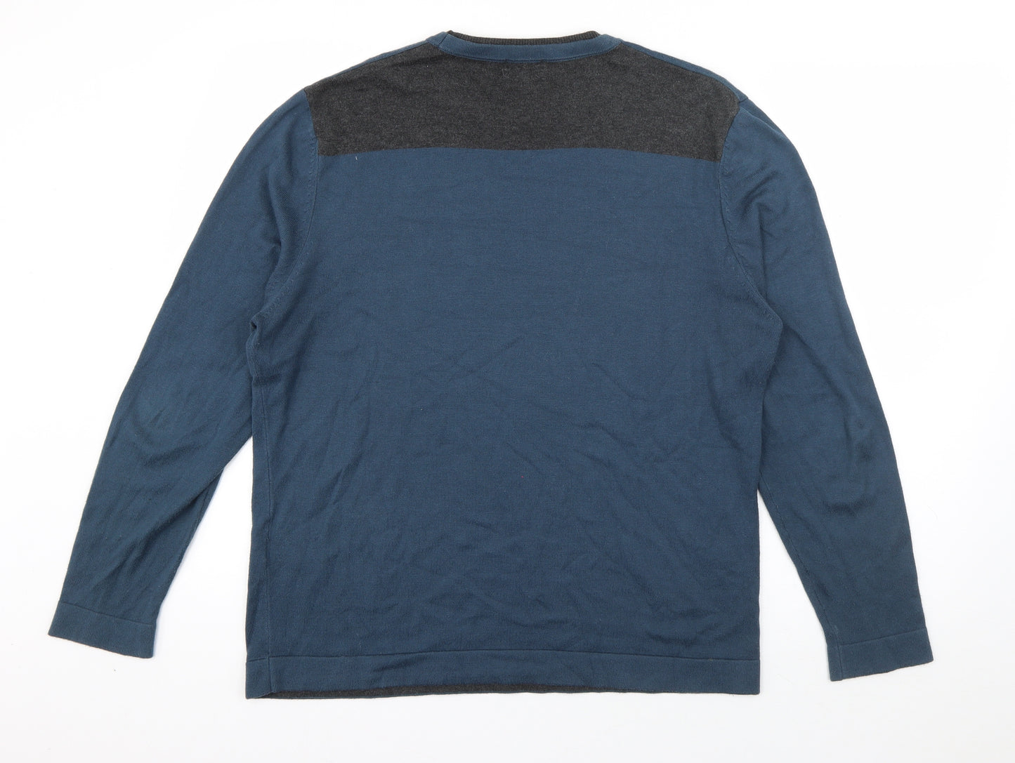 Steel & Jelly Mens Blue Round Neck  Cotton Pullover Jumper Size M