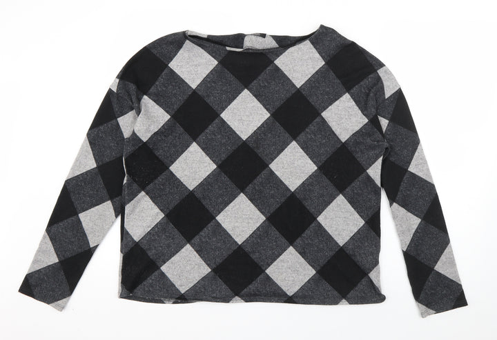 F&F Womens Grey Check Polyester Pullover Sweatshirt Size 14  Pullover