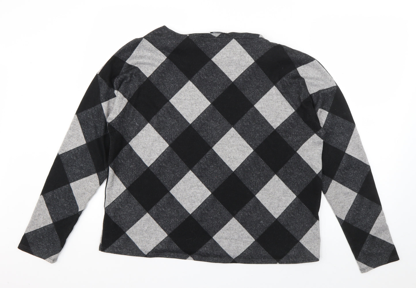 F&F Womens Grey Check Polyester Pullover Sweatshirt Size 14  Pullover