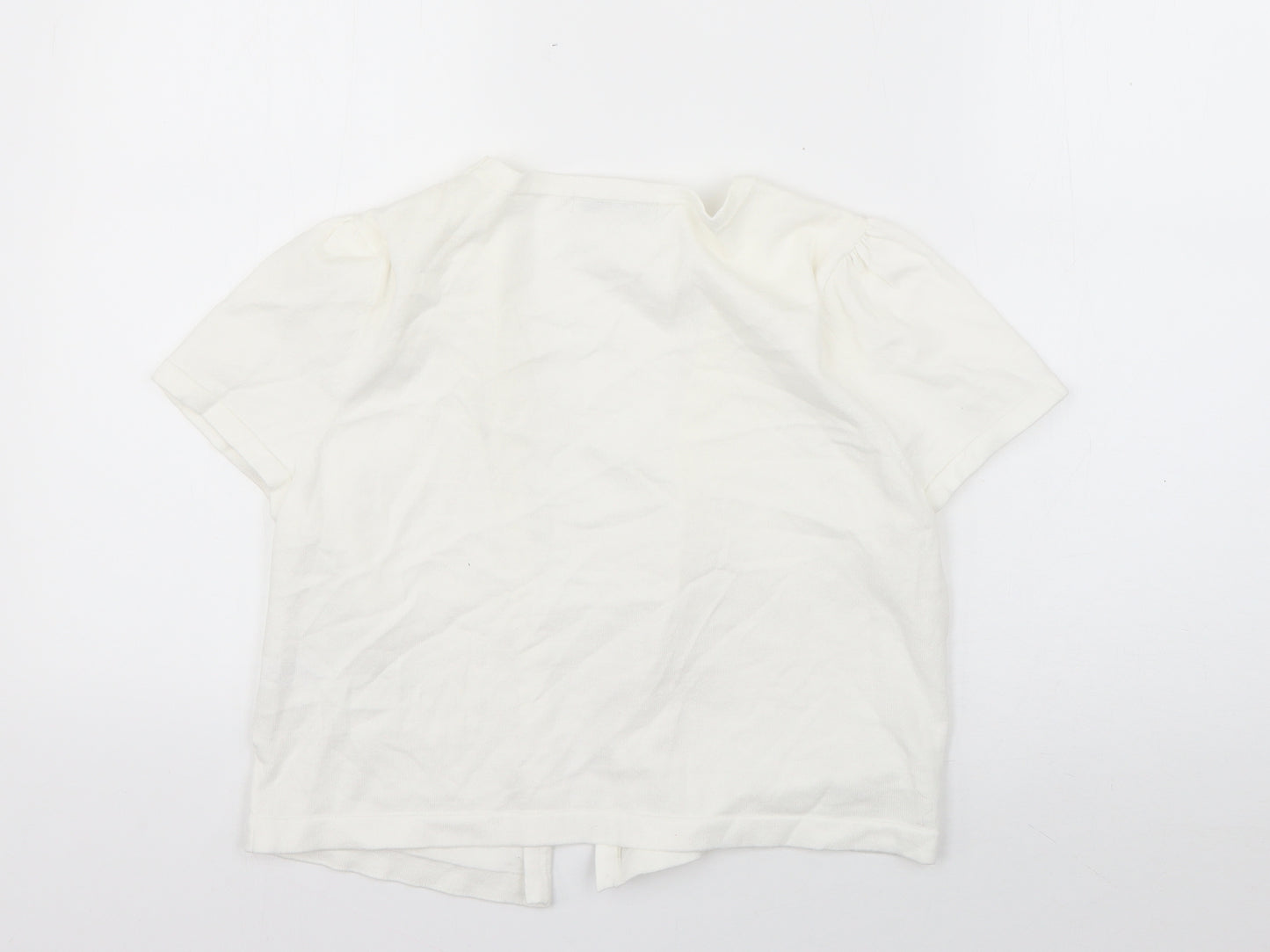 George Womens White V-Neck  Cotton Cardigan Jumper Size 14
