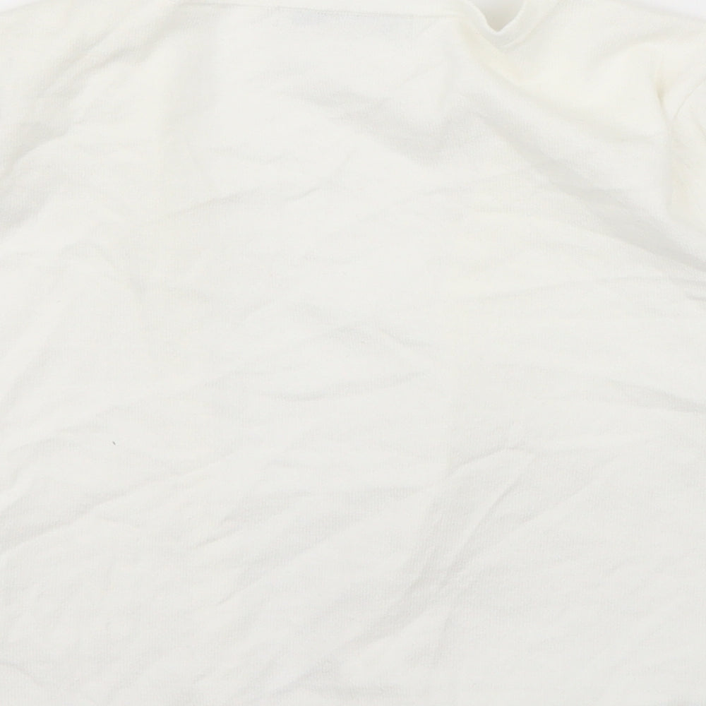 George Womens White V-Neck  Cotton Cardigan Jumper Size 14