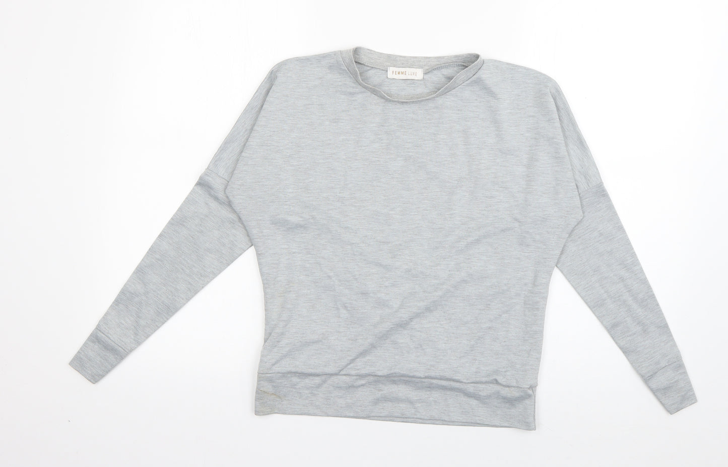 Femme Luxe Womens Grey  Polyester Pullover Sweatshirt Size S  Pullover