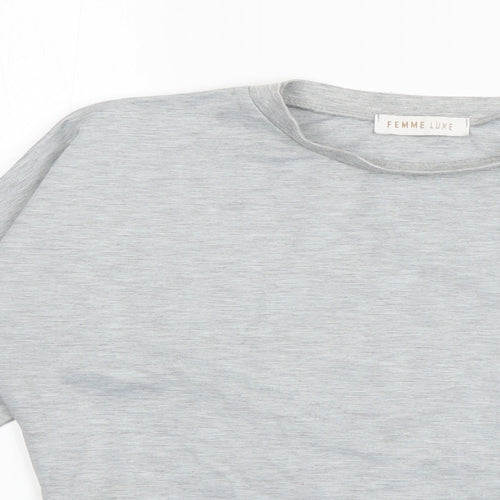 Femme Luxe Womens Grey  Polyester Pullover Sweatshirt Size S  Pullover