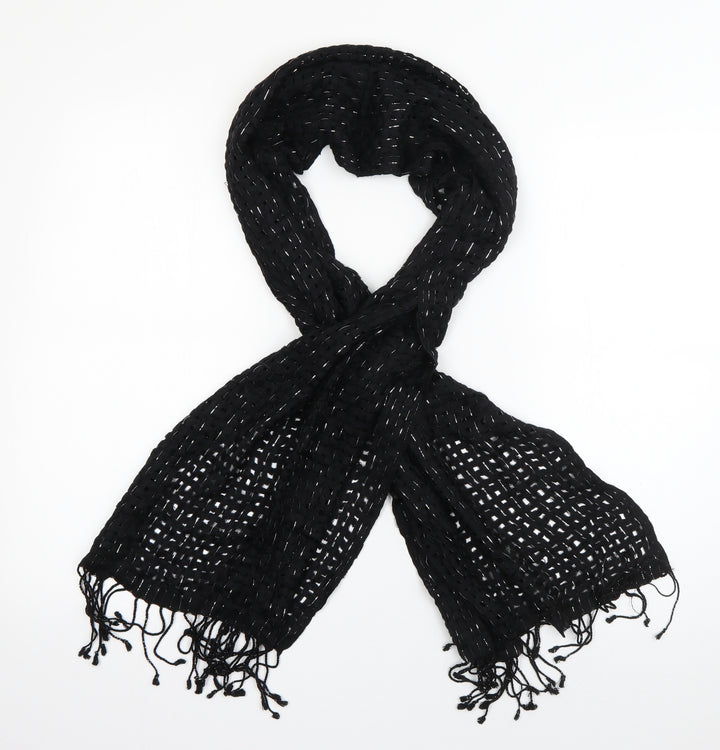 Preworn Womens Black Acrylic Scarf - open knit