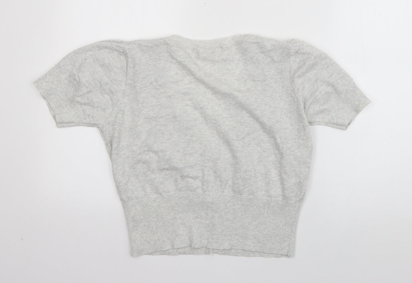 New Look Womens Grey V-Neck  Cotton Cardigan Jumper Size 16