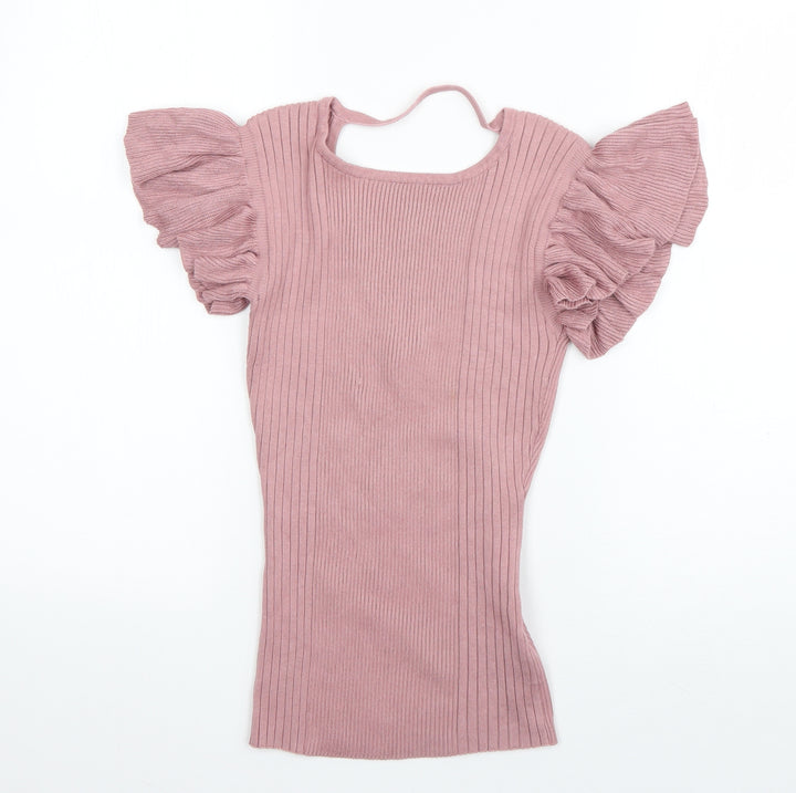 Apricot Womens Pink Boat Neck Viscose Pullover Jumper Size 10 - open back