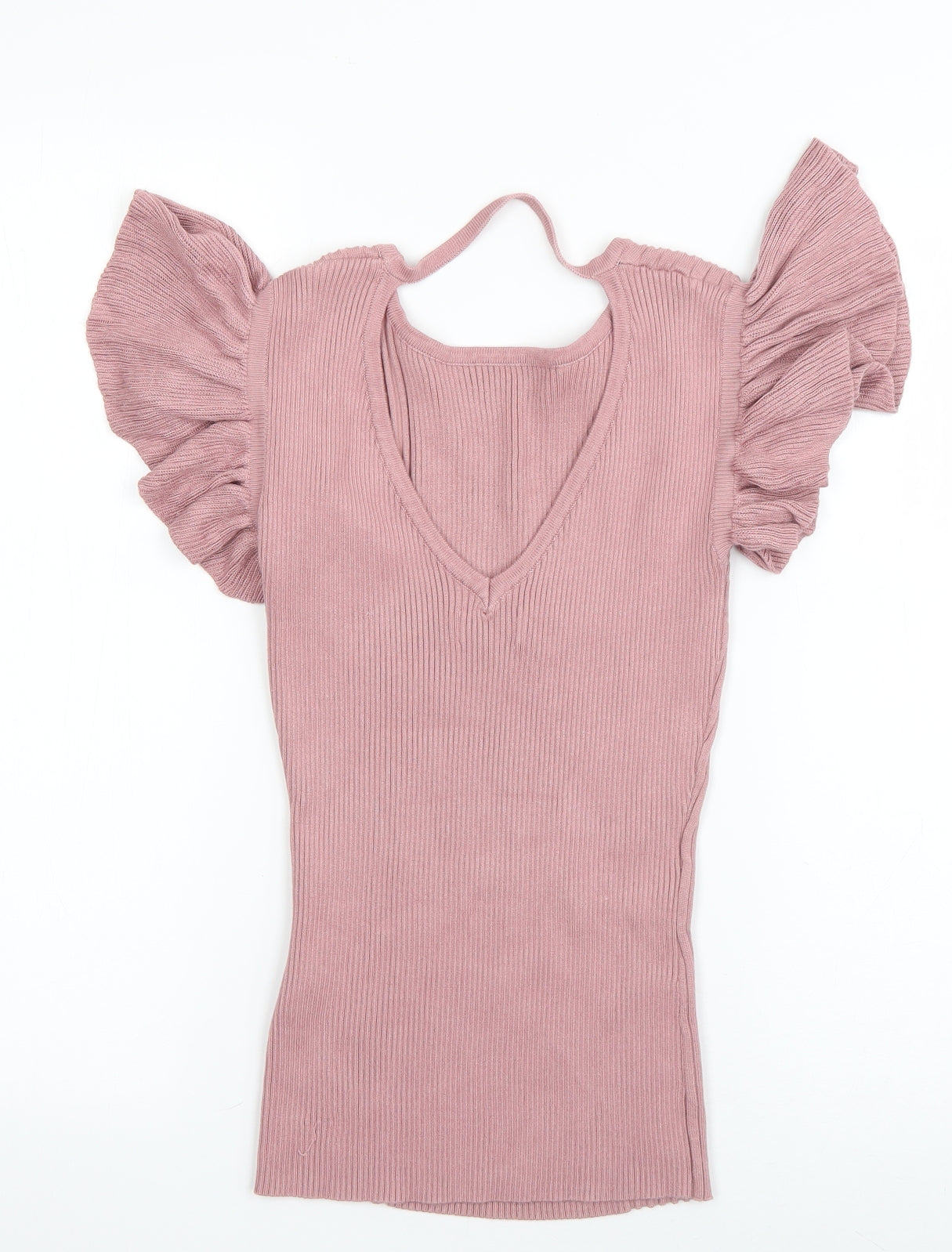 Apricot Womens Pink Boat Neck  Viscose Pullover Jumper Size 10   - open back