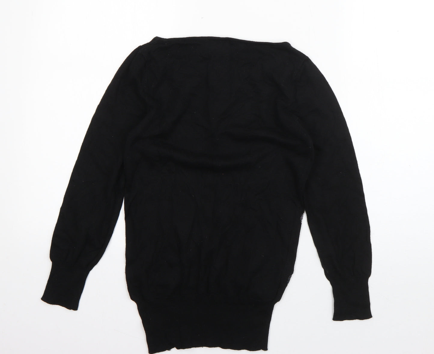 NEXT Womens Black High Neck Geometric Cotton Pullover Jumper Size 6