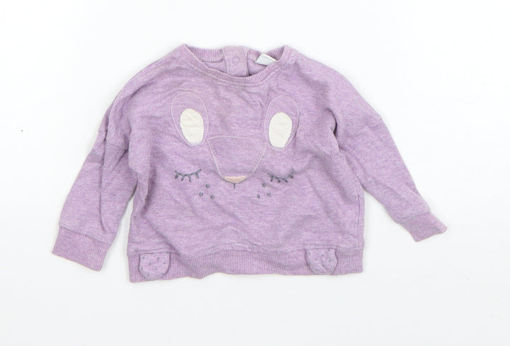 NEXT Girls Purple  Cotton Pullover Jumper Size 0-3 Months  Pullover - Mouse