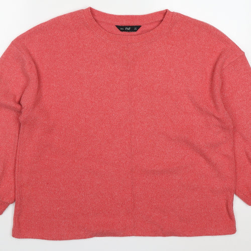 F&F Womens Pink Round Neck  Viscose Pullover Jumper Size 10