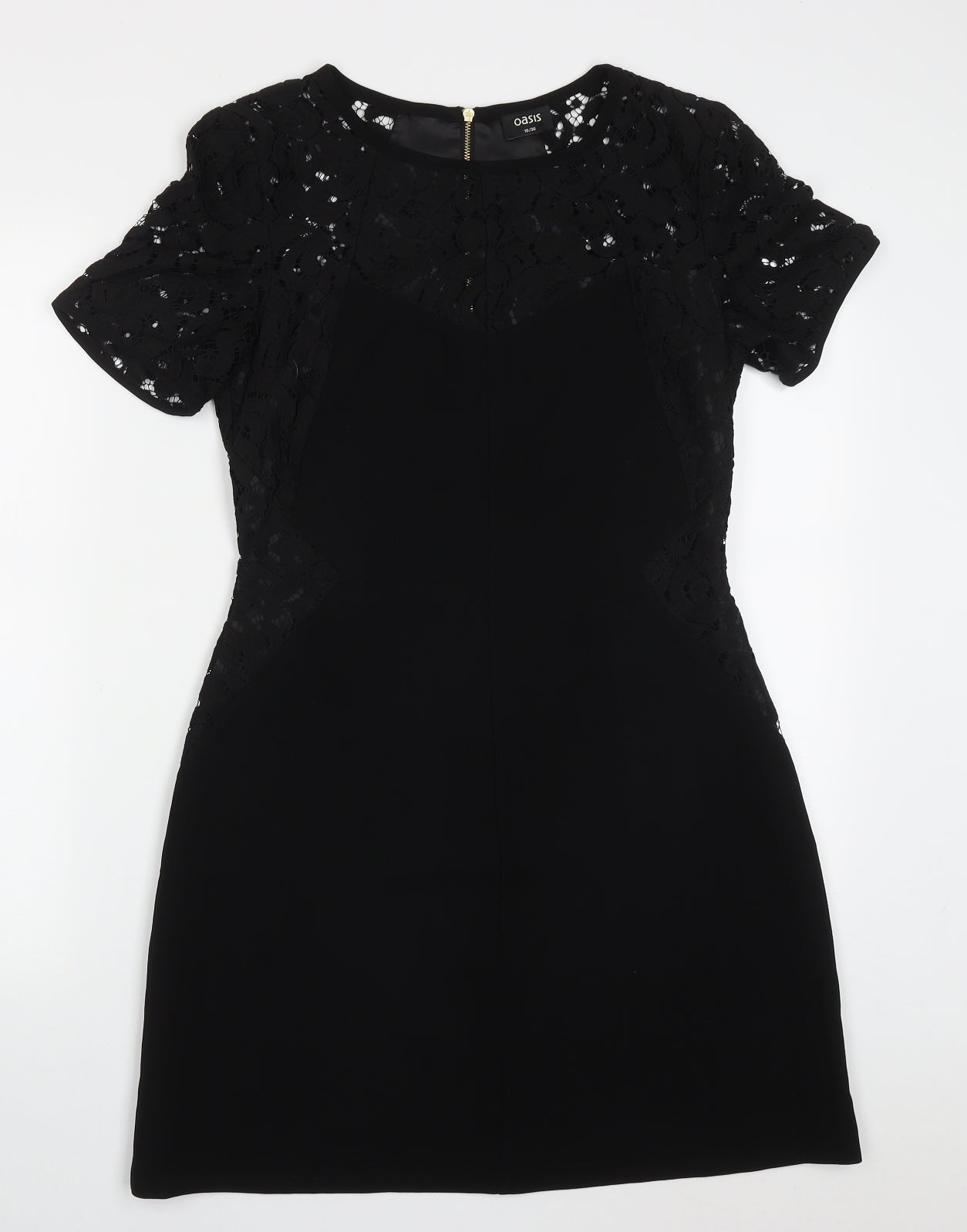 Oasis Womens Black  Polyester Pencil Dress  Size 10  Round Neck Zip