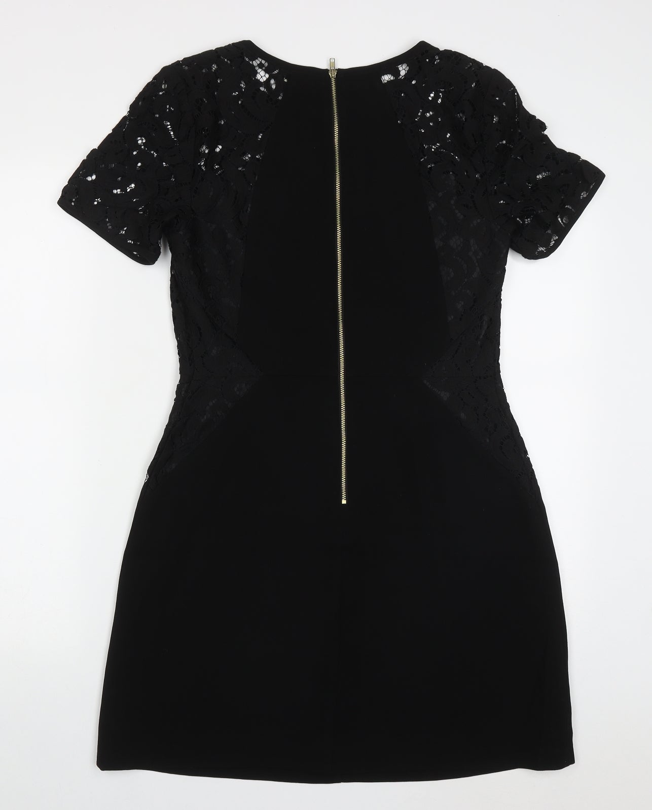 Oasis Womens Black  Polyester Pencil Dress  Size 10  Round Neck Zip