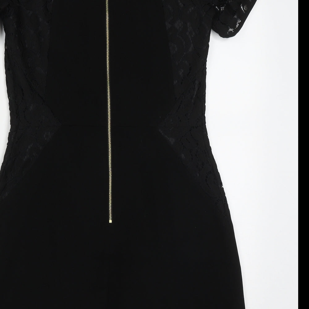 Oasis Womens Black  Polyester Pencil Dress  Size 10  Round Neck Zip