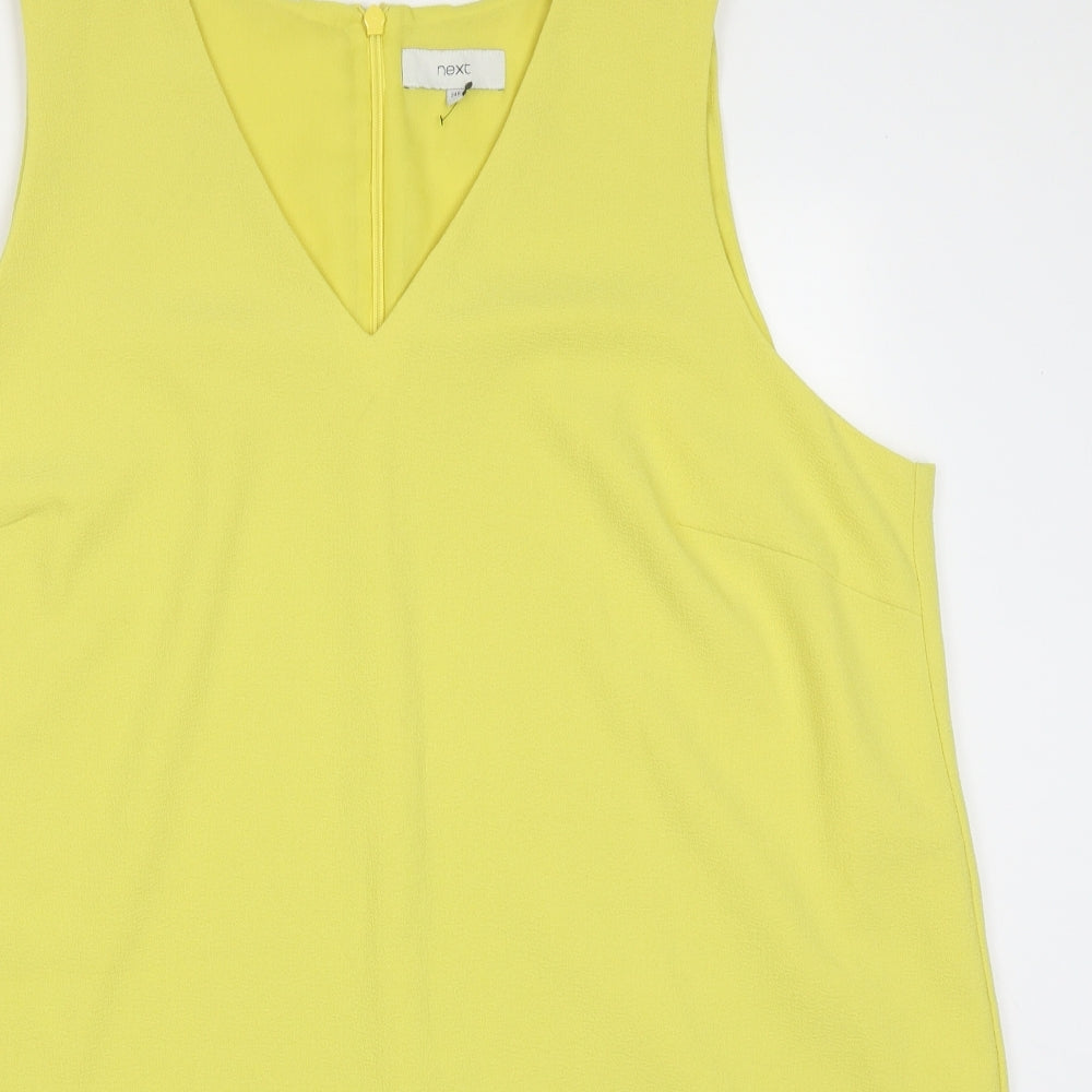 NEXT Womens Yellow  Polyester Tank Dress  Size 24  V-Neck Zip