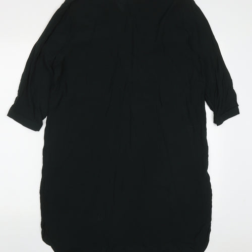 H&M Womens Green  Viscose Shirt Dress  Size 14  V-Neck Pullover
