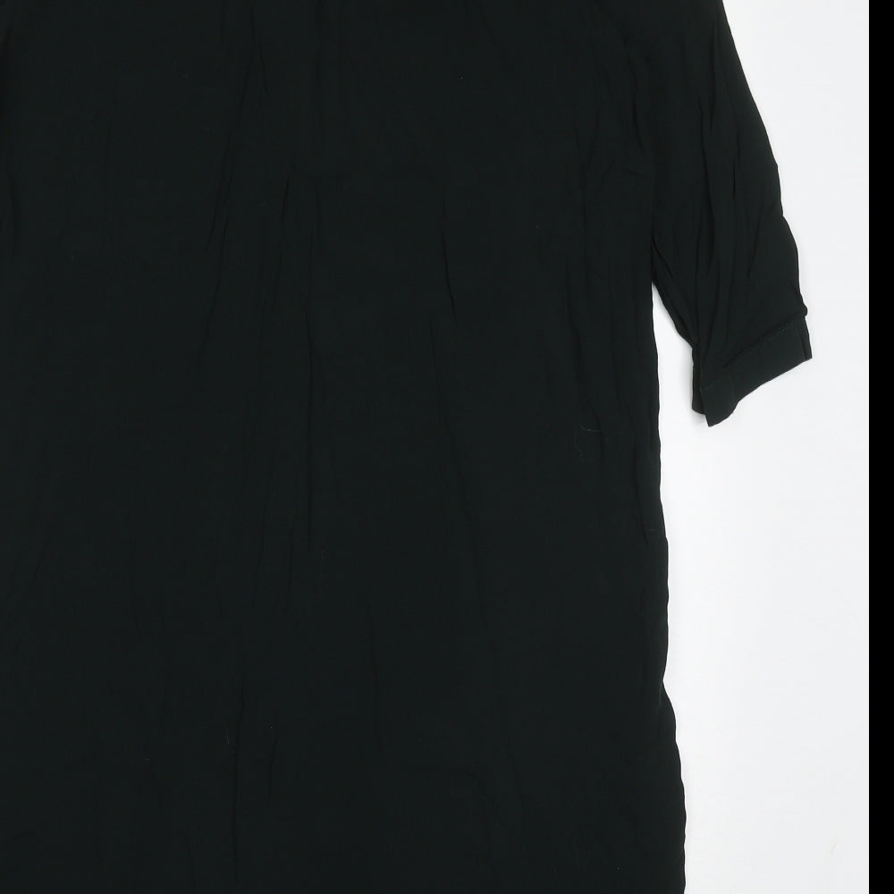 H&M Womens Green  Viscose Shirt Dress  Size 14  V-Neck Pullover