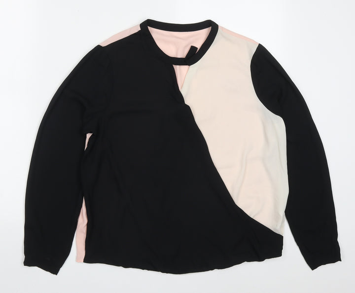 F&F Womens Multicoloured Colourblock Polyester Basic Blouse Size 12 Round Neck