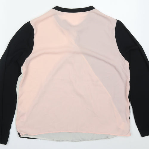 F&F Womens Multicoloured Colourblock Polyester Basic Blouse Size 12 Round Neck