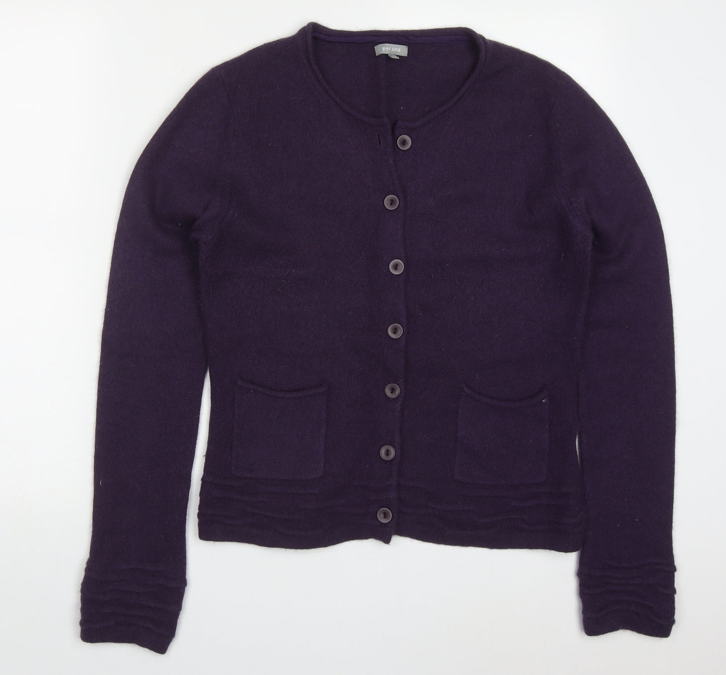Per Una Womens Purple Round Neck  Angora Cardigan Jumper Size 14