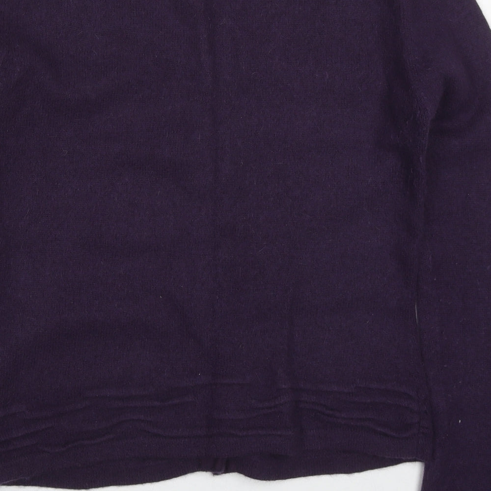 Per Una Womens Purple Round Neck  Angora Cardigan Jumper Size 14