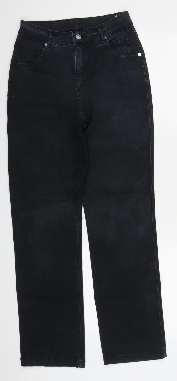 Marble Womens Blue Cotton Straight Jeans Size 10 L29 in Regular Button
