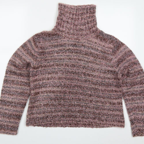 Kasper Knits Womens Pink High Neck  Acrylic Pullover Jumper Size XL