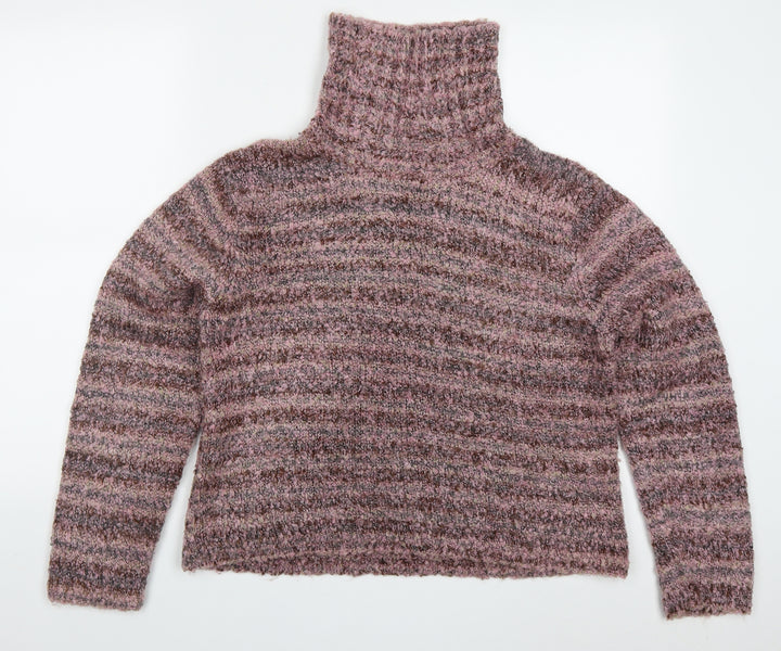 Kasper Knits Womens Pink High Neck  Acrylic Pullover Jumper Size XL