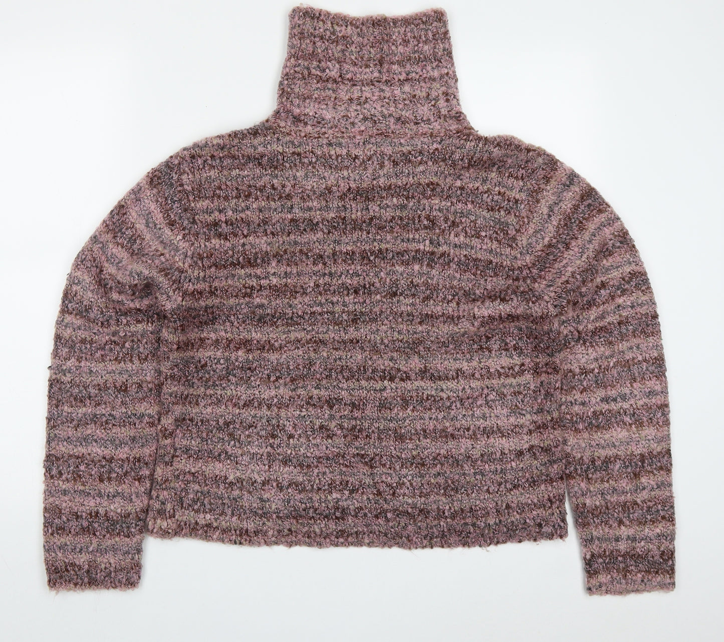 Kasper Knits Womens Pink High Neck  Acrylic Pullover Jumper Size XL