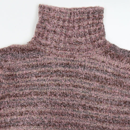 Kasper Knits Womens Pink High Neck  Acrylic Pullover Jumper Size XL