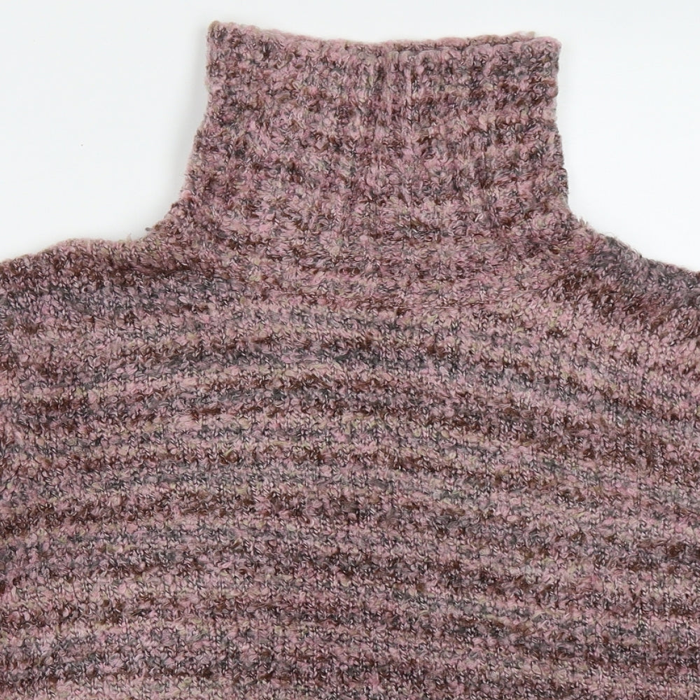 Kasper Knits Womens Pink High Neck  Acrylic Pullover Jumper Size XL