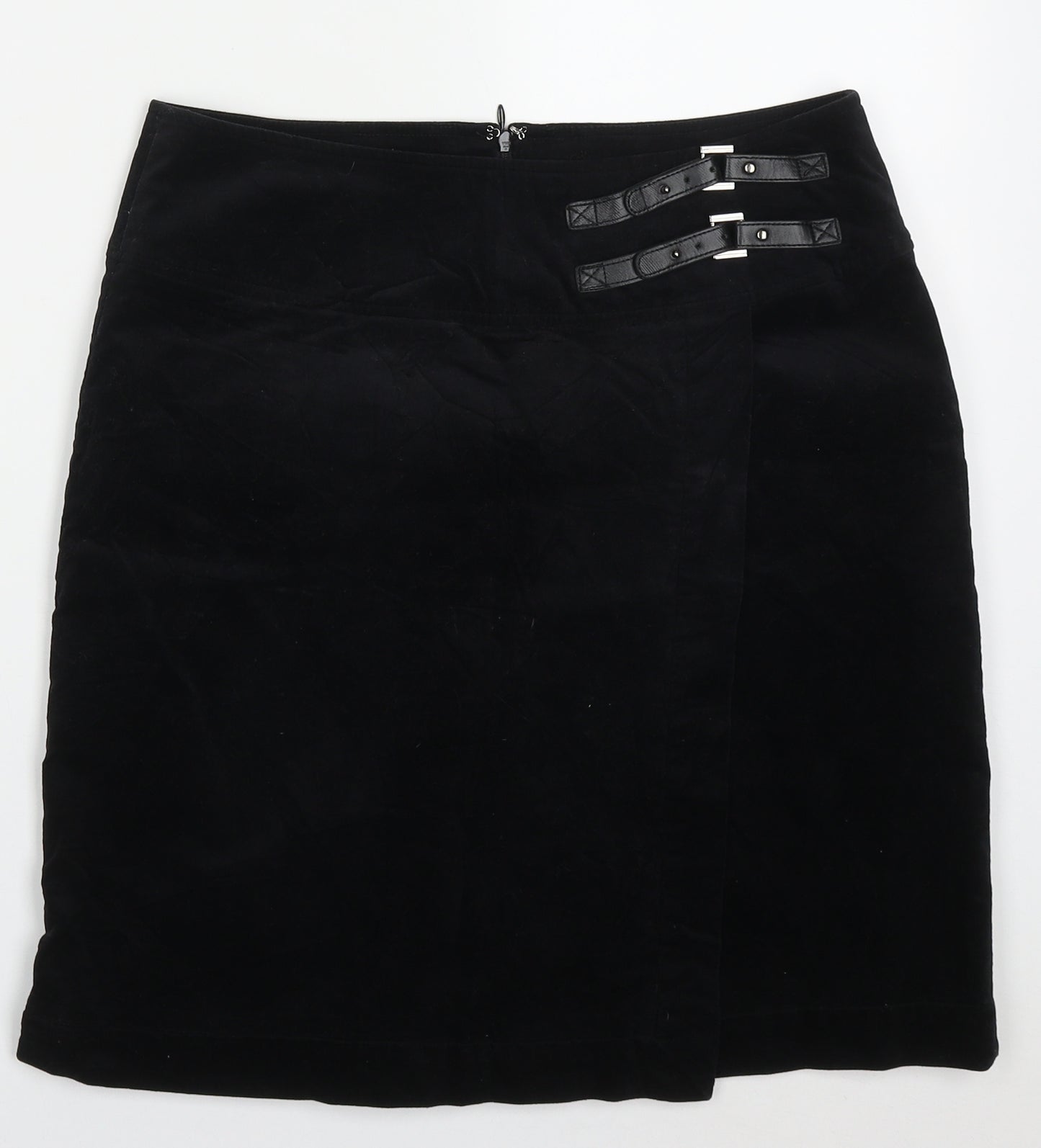 Laura Ashley Womens Black  Cotton Straight & Pencil Skirt Size 10   Zip