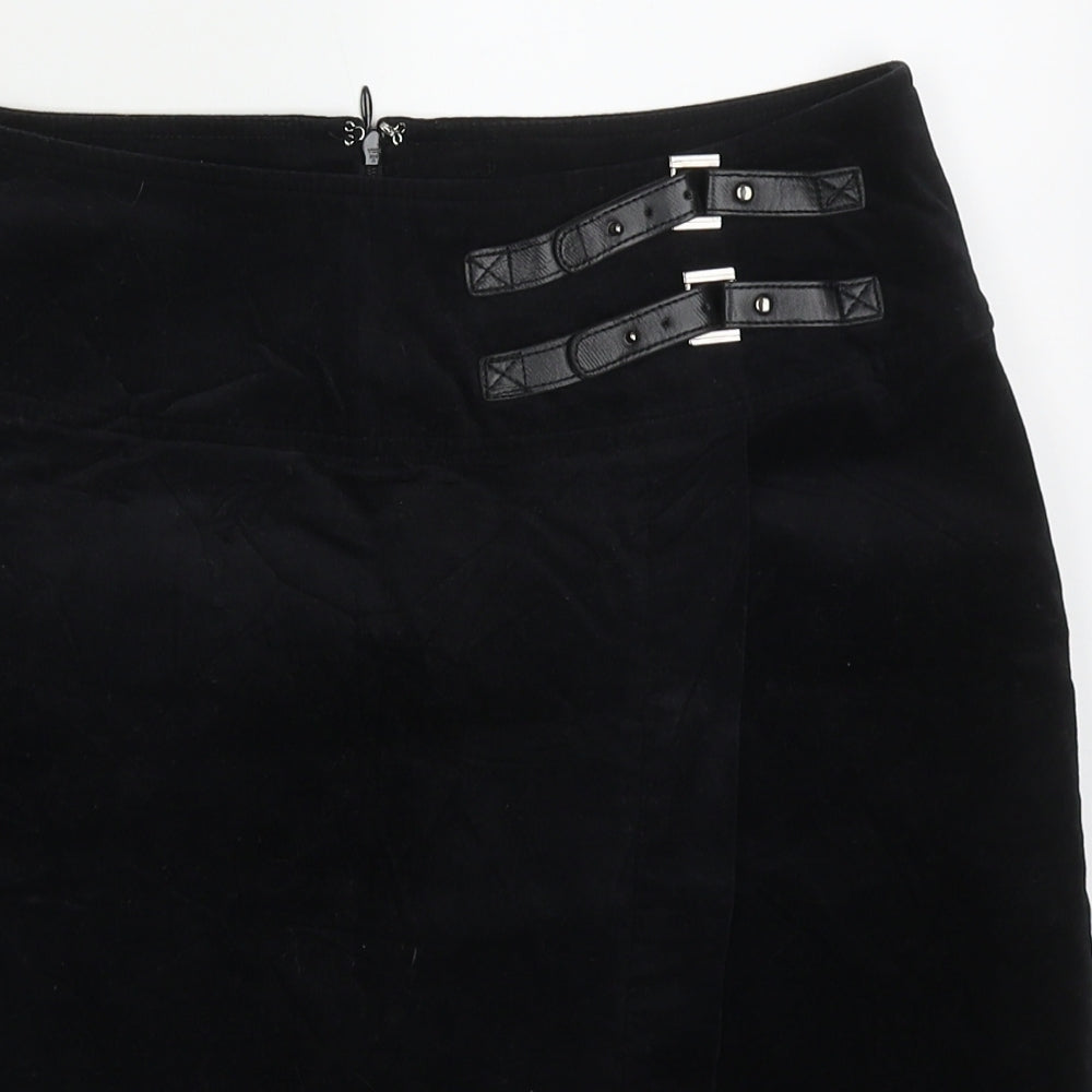 Laura Ashley Womens Black  Cotton Straight & Pencil Skirt Size 10   Zip
